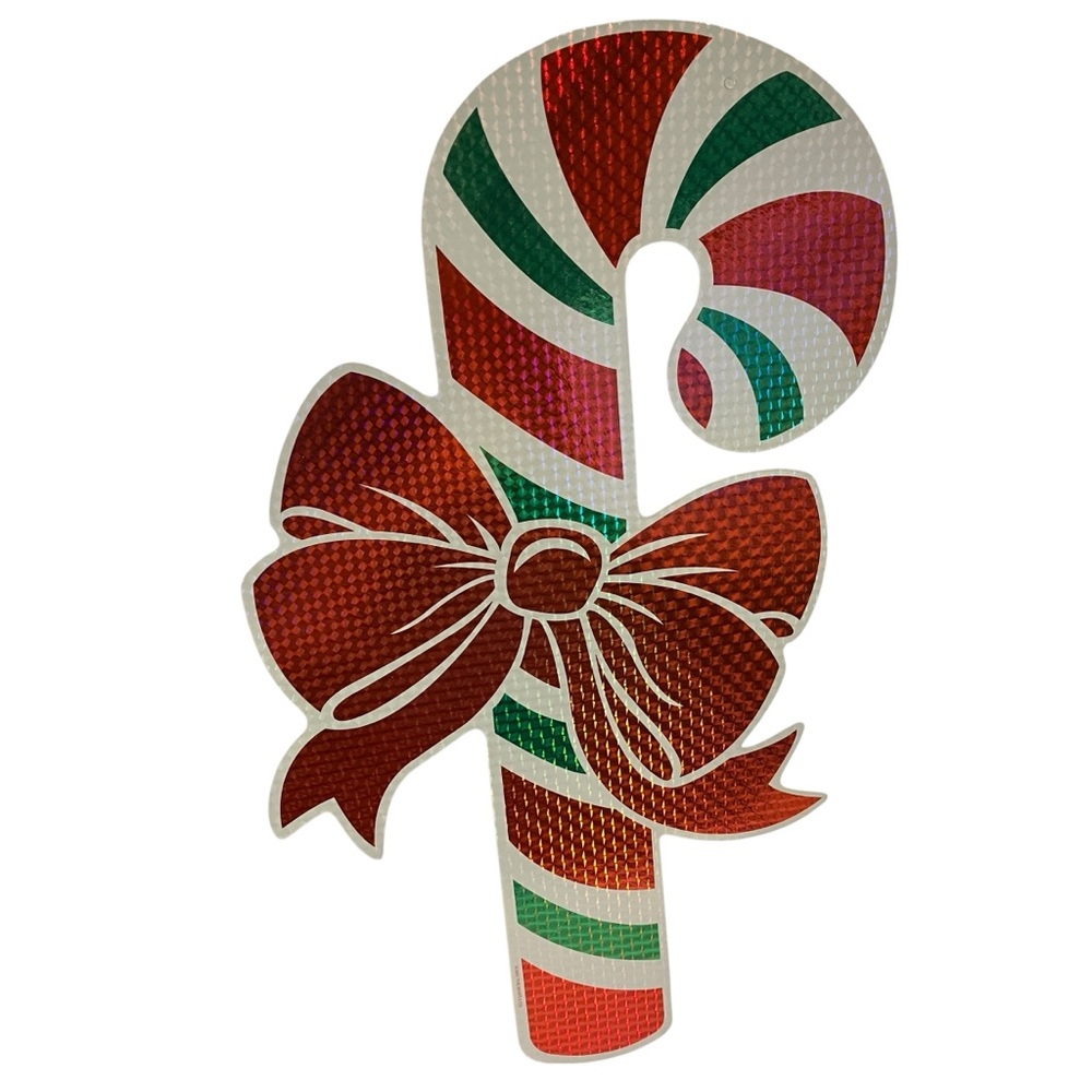 Vintage 2001 Beistle Iridescent Candy Cane Die Cut Cardboard 16.75" USA